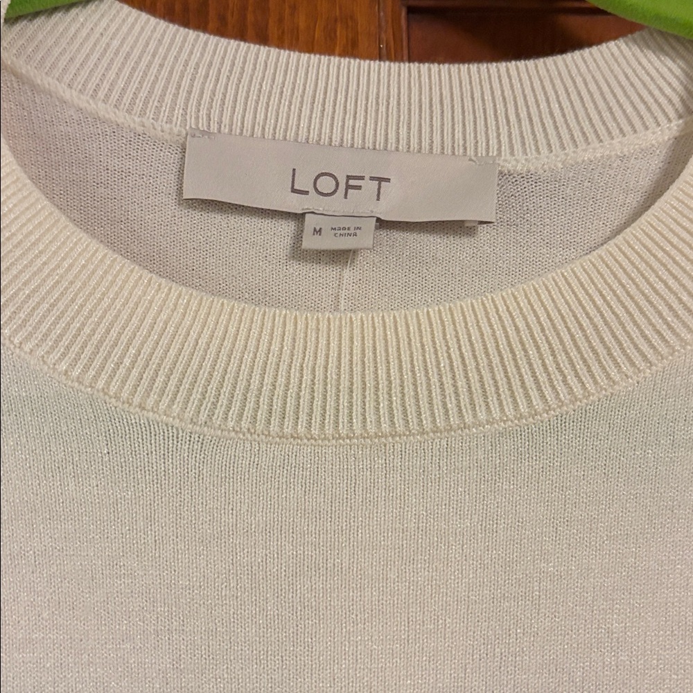 LOFT Cream and Black Striped PulloverSIZE MEDIUM - Picture 2 of 3